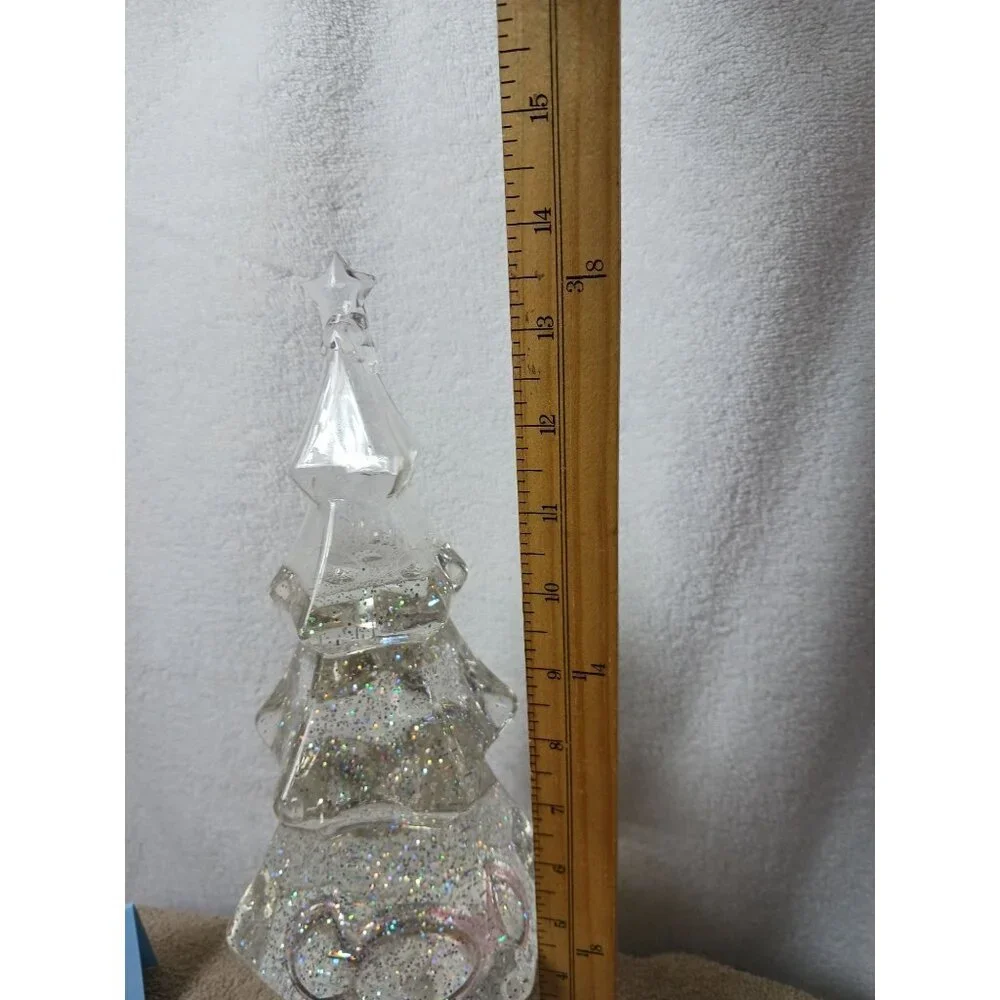 Holiday Water Lantern lighted Swirling Christmas Glitter Tree Decoration